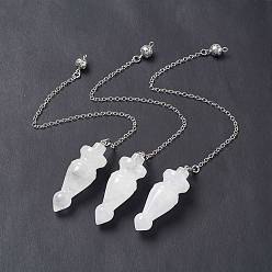 Хрусталь Заостренные биолокационные маятники из натурального кристалла кварца, с реечной обшивкой латунными выводами, без кадмия и без свинца, конус, 232x2.5 мм, отверстие : 1.2~1.8 мм