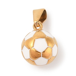 Белый 304 подвески из нержавеющей стали, с эмалью, футбольное очарование, золотые, белые, 11.5x11.5 мм, отверстие : 6.5x3.5 мм