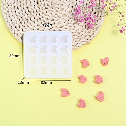 Rabbit DIY Silicone Molds, Resin Casting Molds, For UV Resin, Epoxy Resin Jewelry Making, White, Rabbit, 80x82x13mm