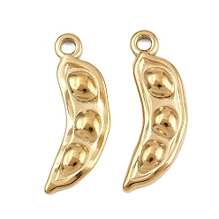 Настоящее золото 18K 304 подвески из нержавеющей стали, гороховые обереги, ионное покрытие (ip), реальный 18 k позолоченный, 19x8.5x2 мм, отверстие : 1.6 мм