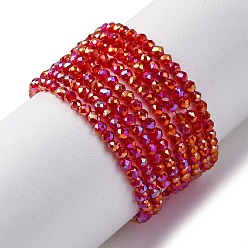 (123L) Белый крем непрозрачный блеск Прозрачные стеклянные бусины гальваническим пряди, круглые бусины нити граненые, огнеупорный кирпич, 2 мм, отверстие : 0.6 мм, около 194~195 шт / нитка, 14.17~14.49'' (36~36.8 см)