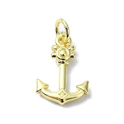 Anchor & Helm Латунные подвески, без кадмия, без никеля и без свинца, реальный 18 k позолоченный, якорь и штурвал, 15.5x10x1.5 мм, отверстие : 3 мм