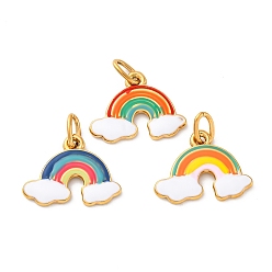 (52) Непрозрачная лаванда 304 нержавеющей стальной эмали подвески, ионное покрытие (ip), радужный и облачный шарм, реальный 14 k позолоченный, разноцветные, 14.5x19x1.5 мм, отверстие : 5x3.7 мм