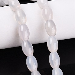 WhiteSmoke Natural Agate Beads Strands, Dyed, Rice, WhiteSmoke, 11.5~12.5x7.5~8.5mm, Hole: 1~1.2mm, about 31~33pcs/strand, 14.57~15.35 inch(37~39cm)