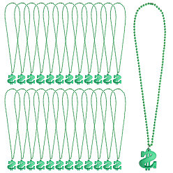 Зеленый Пластиковый кулон в виде знака доллара, большая цепочка с шариками, зелёные, 33.07 дюйм (84 см)