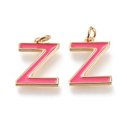Letter Z Латунь эмаль подвески, с целью перехода в кольце, долговечный, реальный 18 k позолоченный, letter.z, ярко-розовый, letter.z, г: 17.5x13.5x1.8 мм, прыжковые кольца: внутренний диаметр: 3 мм