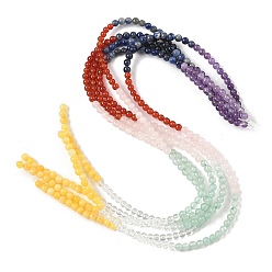 Смешанные камни Нити бусин из натурального желтого нефрита чакры, кристаллического кварца, зеленого авантюрина, розового кварца, сердолика, содалита и аметиста, круглые, 4.5~5 мм, отверстие : 1 мм, около 91 шт / нитка, 14.96~15'' (38~38.1 см)