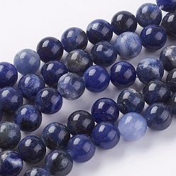 Sodalite Natural Sodalite Beads Strands, Round, 8mm, Hole: 1mm, about 24pcs/strand, 7.6 inch
