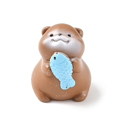 Перу Смоляная выдра с рыбными фигурками, для домашнего украшения рабочего стола, Перу, 25x35x30.5 мм