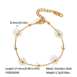 Золотой Браслеты-цепочки из плетеных цветочных звеньев из нержавеющей стали для женщин, золотые, 6-3/4 дюйм (17 см)