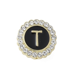 Letter T Эмалевые булавки с буквами, броши из сплава для одежды рюкзака, с четким кубического циркония, Письмо T, 17.8x17 мм