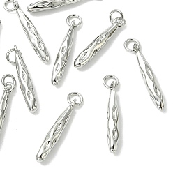 Platinum SHEGRACE Brass Pendants, Stick Charms, Cadmium Free & Lead Free & Nickel Free, Platinum, 22x4mm, Hole: 3mm