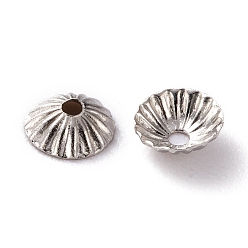 Платина Латунной шариковой крышкой, мульти-лепесток цветка, платина, 4.5x1.5 мм, отверстие : 1 мм