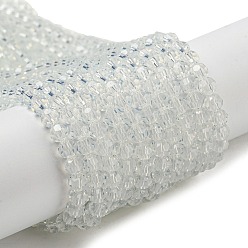 Прозрачный Подставки для стеклянных бусин с имитацией нефрита, граненые, круглые, прозрачные, 4 мм, отверстие : 0.7 мм, около 87~93 шт / нитка, 32~33 см
