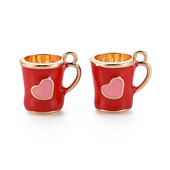 (123L) Белый крем непрозрачный блеск Стеллаж покрытие сплава эмалью подвески, без кадмия, без никеля и без свинца, чашка, золотой свет, огнеупорный кирпич, 14x14x11 мм, отверстие : 1.5 мм