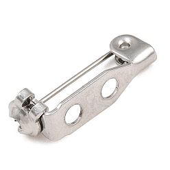 Stainless Steel Color 304 Stainless Steel Brooch Findings, Back Bar Pins, with 2 Holes, Stainless Steel Color, 17.5x5x5mm