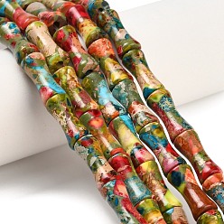 Разноцветный Натуральные имперские нитки из бисера яшмы, бамбуковая форма, окрашенные, красочный, 13x5.5~6 мм, отверстие : 1.4 мм, около 29 шт / нитка, 15.55'' (39.5 см)