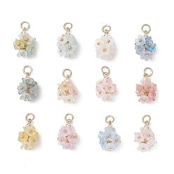 (52) Непрозрачная лаванда 12шт. подвески из прозрачного акрила в виде цветка, с золотыми латунными булавками с шаровой головкой, разноцветные, 16.5x10.5x9.5 мм, отверстие : 3.5 мм, 12 шт / комплект