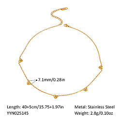 Сердце 304 ожерелья из звеньев цепи из нержавеющей стали для женщин, реальный 18 k позолоченный, сердце, 15.75 дюйм (40 см)