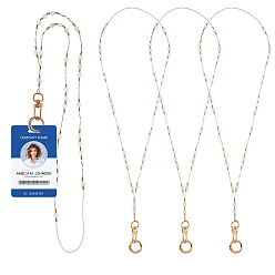Golden 4Pcs Glass Beads Neck Strap Lanyard, Rondelle, with Alloy Spring Gate Rings and Alloy Swivel Clasps, Golden, 435mm