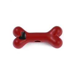 (123L) Белый крем непрозрачный блеск Стойка гальваническое покрытие распылением сплав эмалированные шарики, без кадмия, без никеля и без свинца, собачья кость с сердцем, огнеупорный кирпич, 15x7x5 мм, отверстие : 1.6 мм