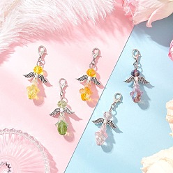 (52) Непрозрачная лаванда Стекло подвесные украшения, с цинковым сплавом застежками омаров коготь, ангел, платина, разноцветные, 47 мм