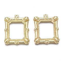 Light Gold Rack Plating Alloy Open Back Bezel Pendants, Cadmium Free & Lead Free, Rectangle, Light Gold, 28x21.5x3mm, Hole: 1.6mm