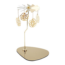 Золотой 430 и 201 вращающийся подсвечник из нержавеющей стали для чайных свечей, с железной розой, для свадебного украшения рождественской вечеринки, золотые, 13x10.5x19 см