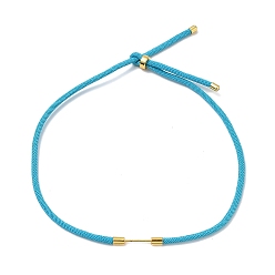 Sky Blue Adjustable Nylon Cord Necklace Making, with Brass Beadable Bar, Golden, Sky Blue, 18.11x0.16 inch(46x0.4cm)