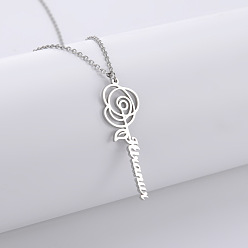Нержавеющая Сталь Цвет Роза со словом 304 ожерелья из нержавеющей стали для женщин, не тускнеет, цвет нержавеющей стали, 17.72 дюйм (45 см)