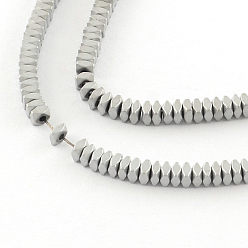 с Покрытием Серебра Ограненный квадрат Electroplate немагнитные нити шарик синтетический гематит, матовый стиль, со серебряным покрытием, 2x2x1 мм, отверстие : 0.5 мм, около 370 шт / нитка, 15.9 дюйм