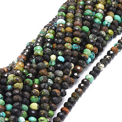 Chrysocolla Natural Chrysocolla Beads Strands, Faceted, Rondelle, 5x3~3.5mm, Hole: 0.8mm, about 106pcs/strand, 15.43''(39.2cm)