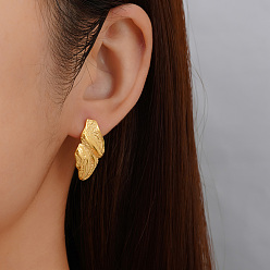 Золотой Стильные 304 геометрические серьги-гвоздики из нержавеющей стали, золотые, 42.82x15 мм