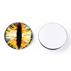 Золотистый Кабошоны из стекла, полукруглый с дурным глазом, вертикальный зрачок, золотые, 20x6.5 мм