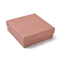 Светло-Коралловый Витрины для ювелирных изделий из бумаги, футляры для хранения колец, серег, ожерелий, браслетов, с губкой, квадратный, свет коралловый, 11.2x11.3x3.9 см