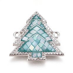 Платина Латунные микро проложить кубических ссылки циркония, с оболочкой, рождественская елка, платина, 22x22x3 мм, отверстие : 1.4 мм