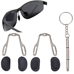 Платина Комплекты для замены носоупоров для солнцезащитных очков, включают 304 носоупоры для очков из нержавеющей стали и силикона, железный мини-брелок-отвертка для очков, платина, 25x23x10 мм