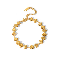 Сердце 304 браслеты из нержавеющей стали ссылка для женщин, реальный 18 k позолоченный, сердце, 6-3/4 дюйм (17 см)