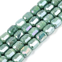 Cadet Blue Anti-Tarnish Electroplate Glass Beads Strands, Column, Imitation Gemstone, Dyed, Faceted, Cadet Blue, 8.5~9x7.5~8.5mm, Hole: 1~1.2mm, about 39~40pcs/strand, 13.78~14.17 inch(35~36cm)