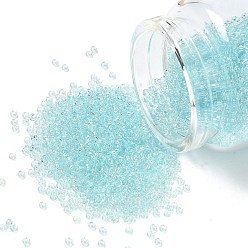 (RR3638) Fancy Lined Soft Aqua Миюки круглые бусины рокайль, японский бисер, причудливая подкладка мягкая, (rr 3638) мягкий аквамарин на причудливой подкладке, 11/0, 2x1.3 мм, отверстие : 0.8 мм, Около 5500 шт / 50 г