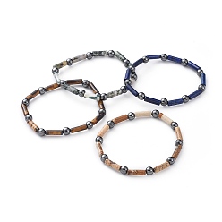 Смешанные камни Браслеты из натурального драгоценного камня и немагнитного синтетического гематита, колонки и круглых, 2-3/8 дюйм (6 см)