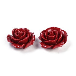 (123L) Белый крем непрозрачный блеск Резные бусины из синтетического коралла, окрашенные, цветок, огнеупорный кирпич, 25x14 мм, отверстие : 1.3 мм