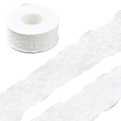 Белый Полиэфирная лента, цветочным узором, для аксессуаров для одежды, украшение подарка, белые, 1-1/2 дюйм (39 мм), около 24.06 ярдов (22 м) / рулон