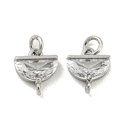 Платина Латунь с дужкой из прозрачного циркония, без кадмия, без никеля и без свинца, полукруглый, платина, 9x8x2.5 мм