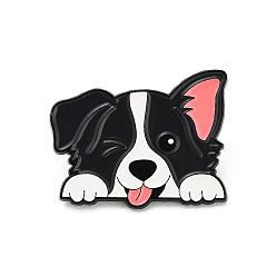 Черный Булавки с эмалью для собак, булавки для лацканов из сплава для одежды рюкзака, чёрные, 28x35 мм