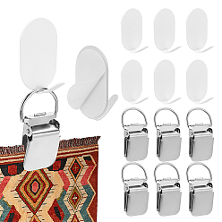 Platinum 10Pcs Iron Baby Pacifier Clips, with 10Pcs Oval Iron Hook Hangers, Platinum, 60x32.5x13mm