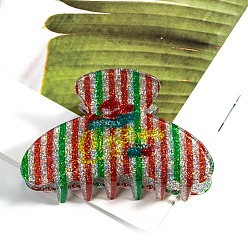 Stripe Christmas Theme Plastic Claw Hair Clips, Stripe, 86x52x43mm
