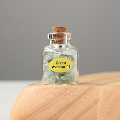 Green Aventurine Green Aventurine Display Decorations, Reiki Energy Stone Chip Wishing Bottle, 20x30mm