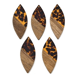 Horse Eye Подвески из прозрачной смолы и орехового дерева, лошадиный глаз , 52x21.5x3 мм, отверстие : 2 мм