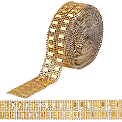 Goldenrod Plastic Sparkling Flower Shape Mesh Wrap Roll, 8 Rows Rhinestone Mesh Ribbon, for Wedding, Birthday, Baby Shower, Arts & Crafts, Crystal, Goldenrod, 40mm, 10yard/Roll, 1roll